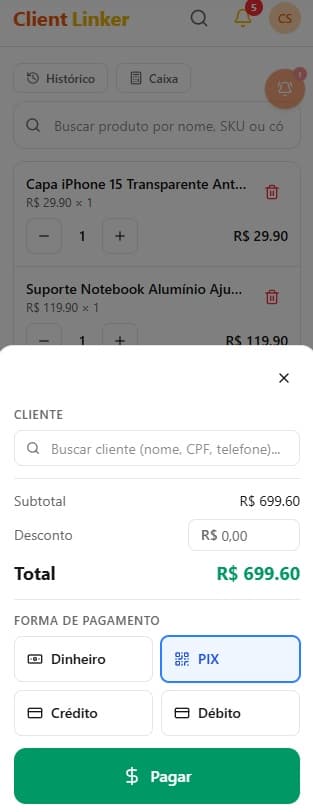 Ponto de Venda (PDV) no celular